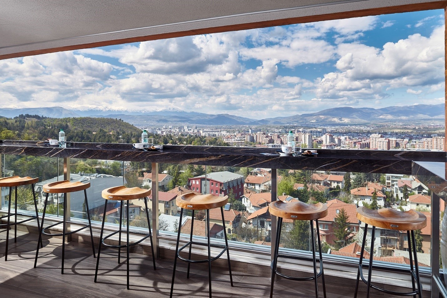 Panoramic view of Skopje from the slopes of Mount Vodno