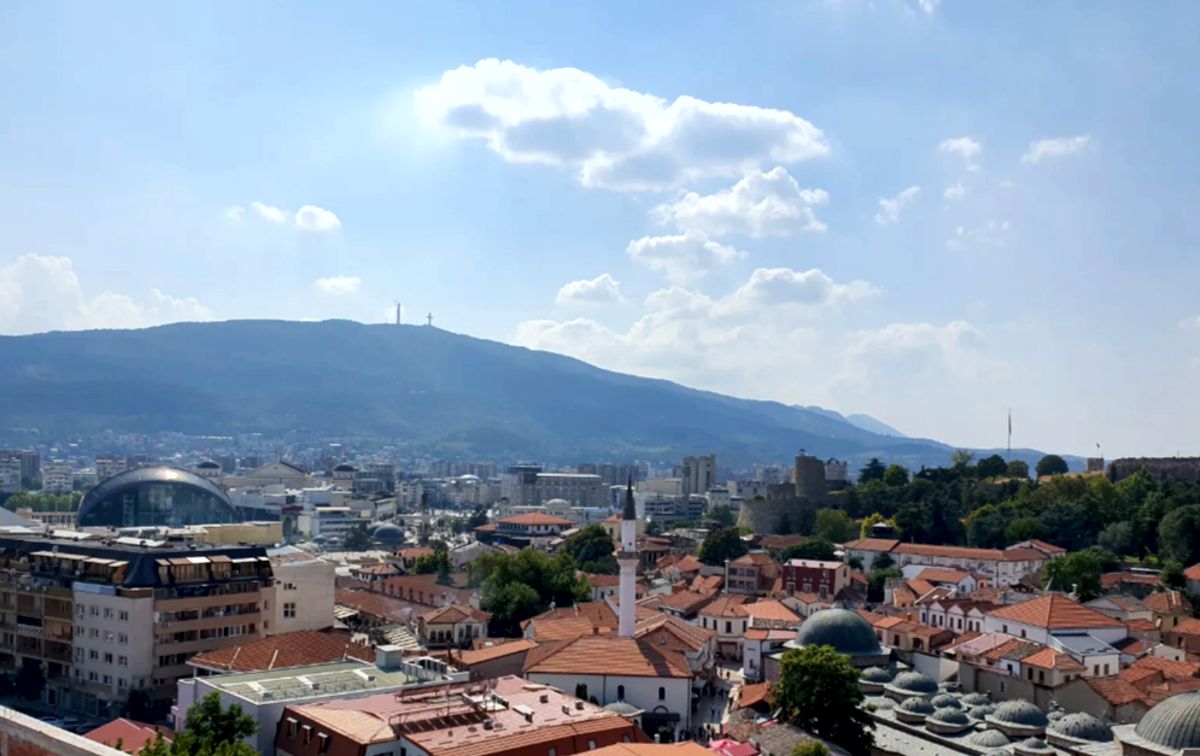 View of Mount Vodno above Skopje near HI Skopje hostel