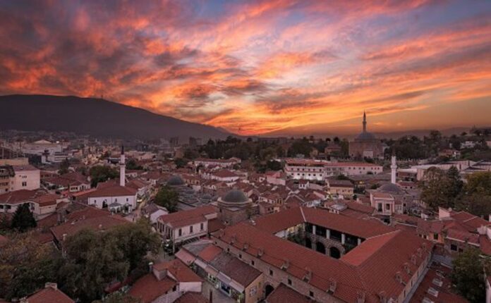 Rooftop bars in Skopje with a sunset view over the city
